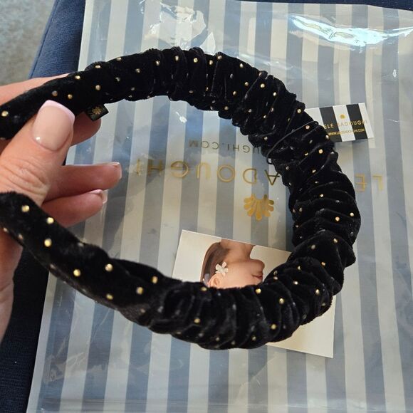 Lele Sadoughi Jet Dot Velvet Kelly Headband NWT - Picture 4 of 6